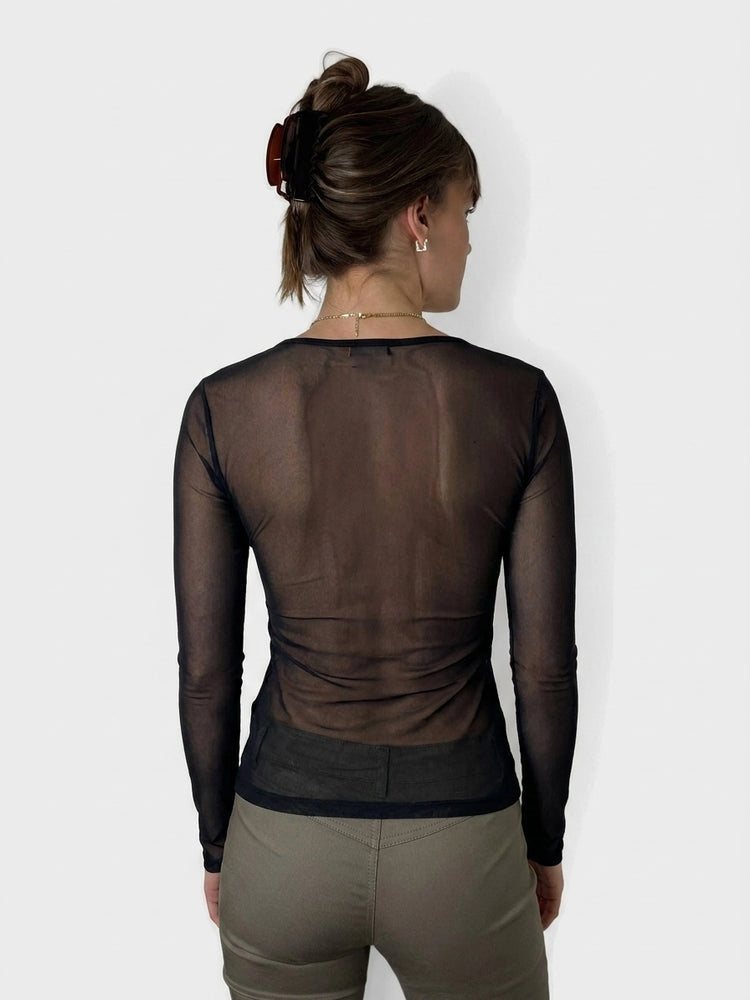 Chic Black Long Sleeve Top (XS)