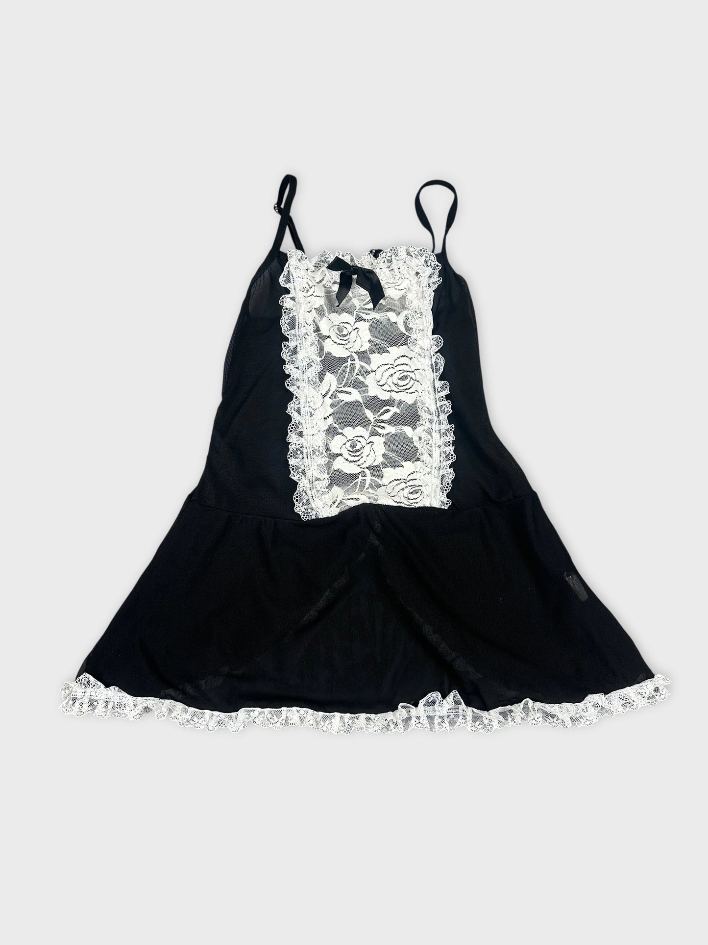 Black women’s top with lace detailing front view