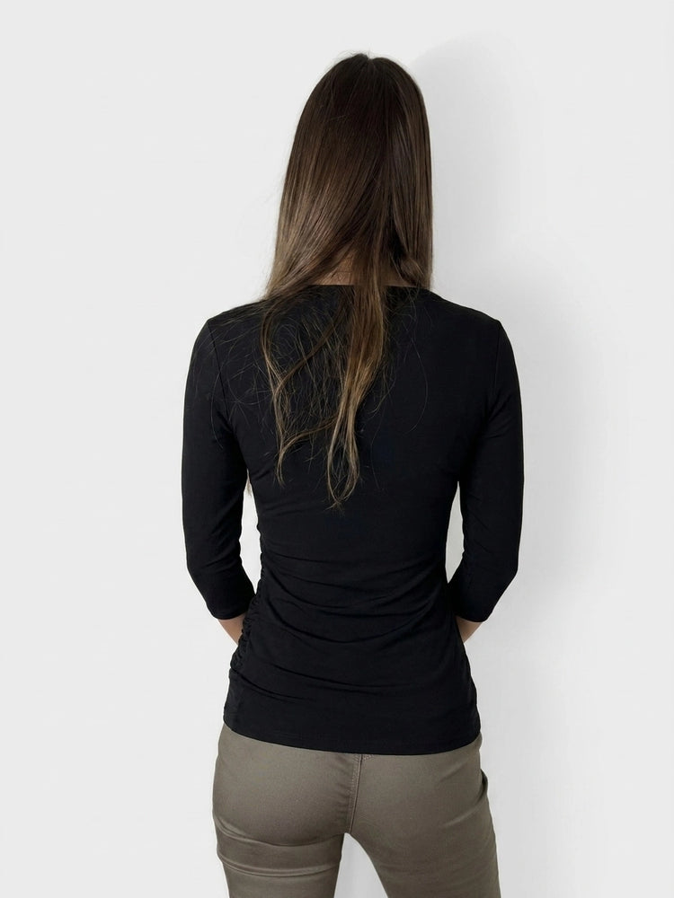 Chic Black Ruched Top for Effortless Style (S)