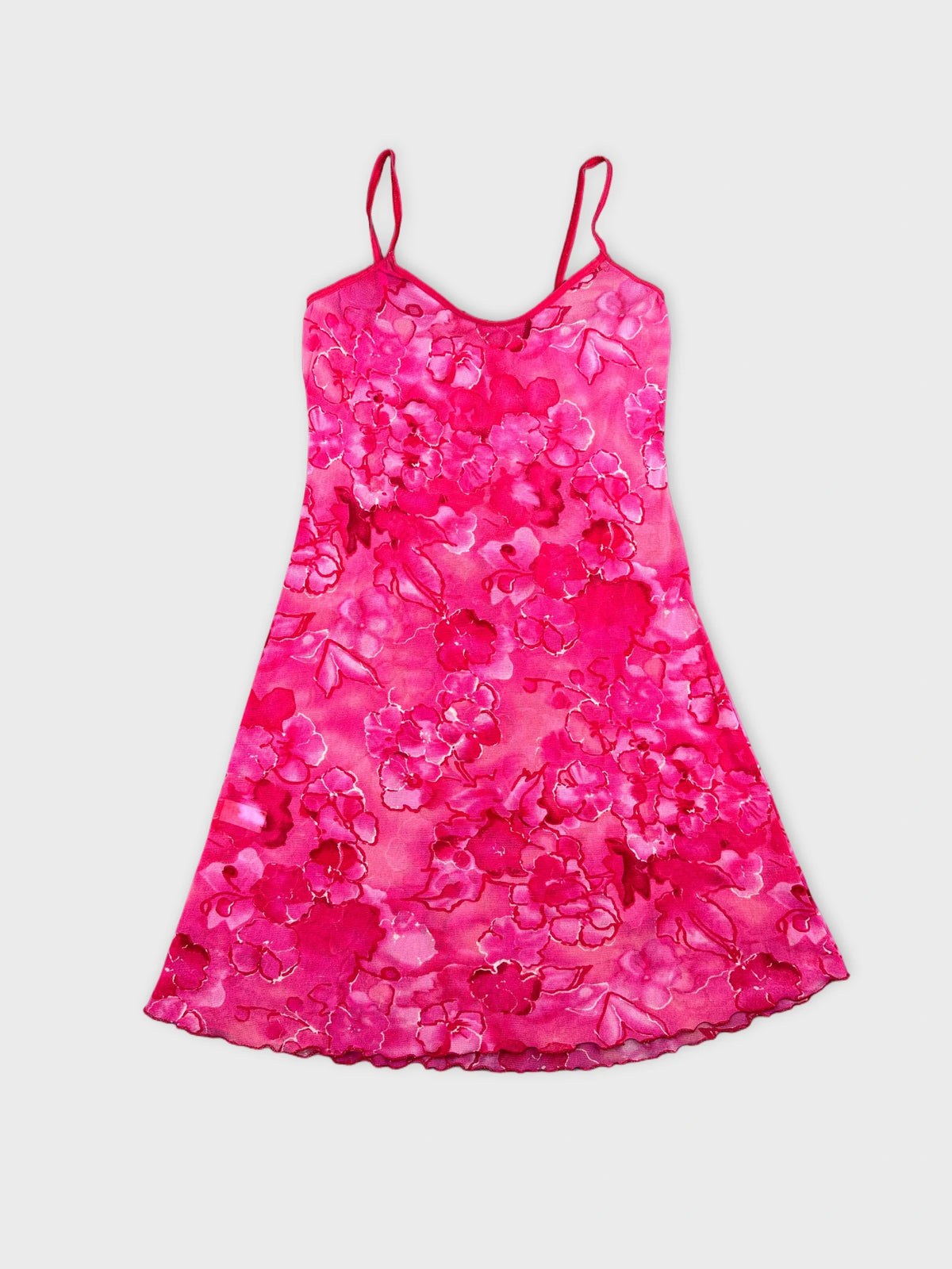 Floral Sheer Pink Top with Adjustable Straps (M)