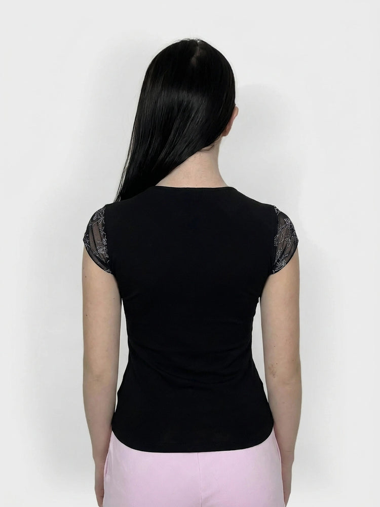 Floral Mesh Top for Effortless Chic (S)