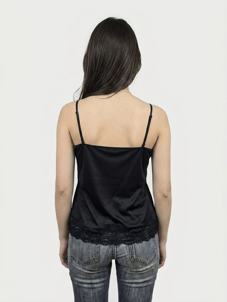Satin Cami Top with Lace Trim (L)