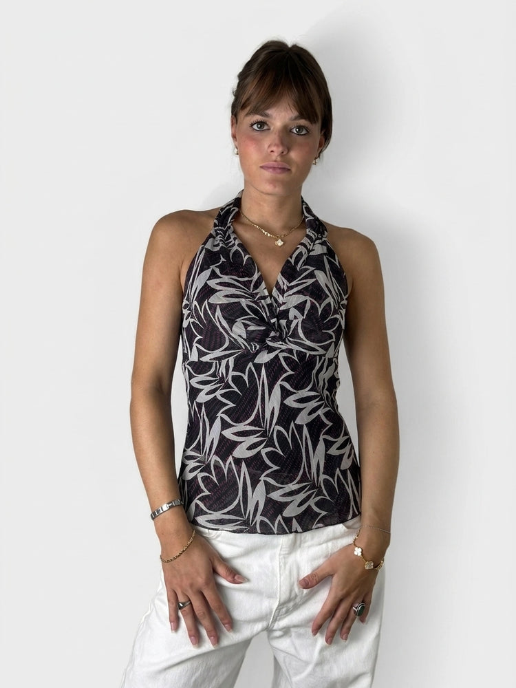 Floral Halter Top with Elegant Vibe (M)