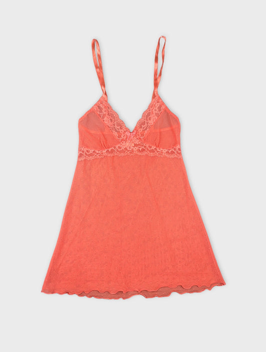 Coral Lace Trim Cami Dress (XS)