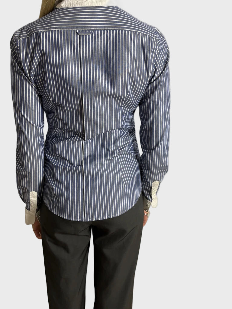 back view, Dolce & Gabbana Y2K Navy Blue Button-Up Top, vintage Y2K second hand piece